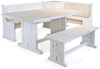 White Breakfast Nook Dining Set With Reversible Bench Storage Dining Table Sets Sideboards and Things By Sunny D