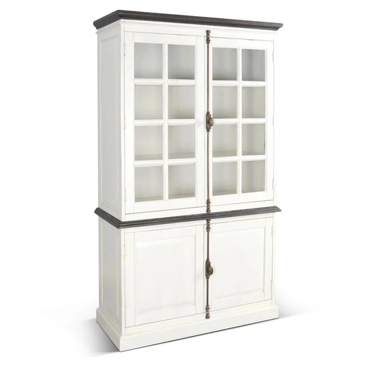 White Buffet and Hutch With Glass Doors Buffets Sideboards and Things By Sunny D