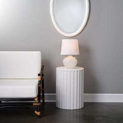 White Cement Fluted Column Mid Century Modern Side Table Side Tables Sideboards and Things By Jamie Young