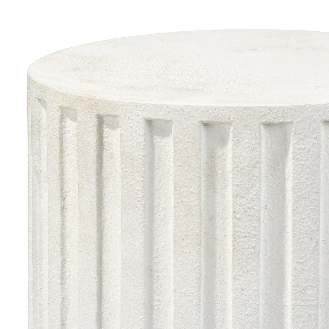 White Cement Fluted Column Mid Century Modern Side Table Side Tables Sideboards and Things By Jamie Young