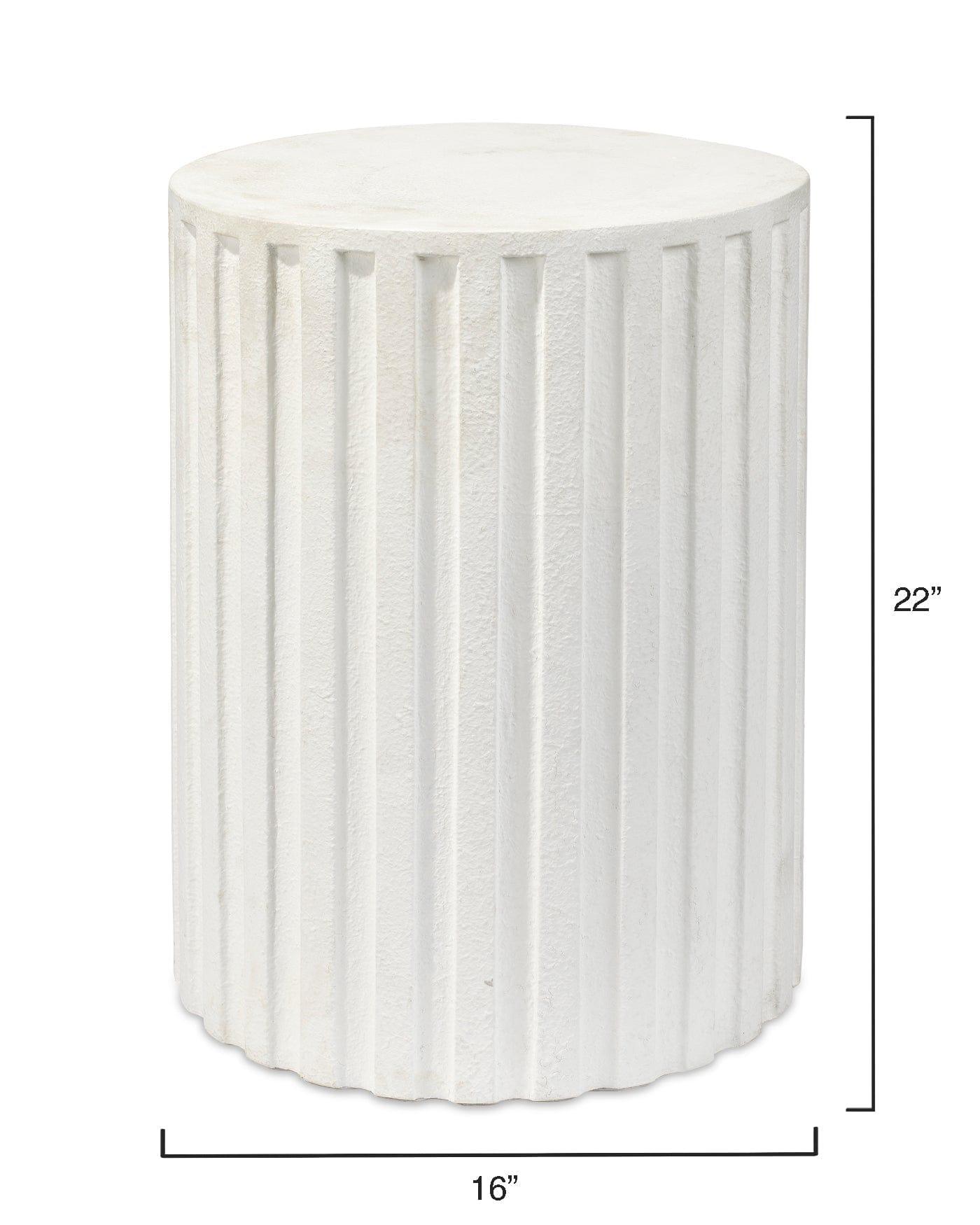 White Cement Fluted Column Mid Century Modern Side Table Side Tables Sideboards and Things By Jamie Young