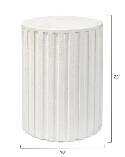 White Cement Fluted Column Mid Century Modern Side Table Side Tables Sideboards and Things By Jamie Young