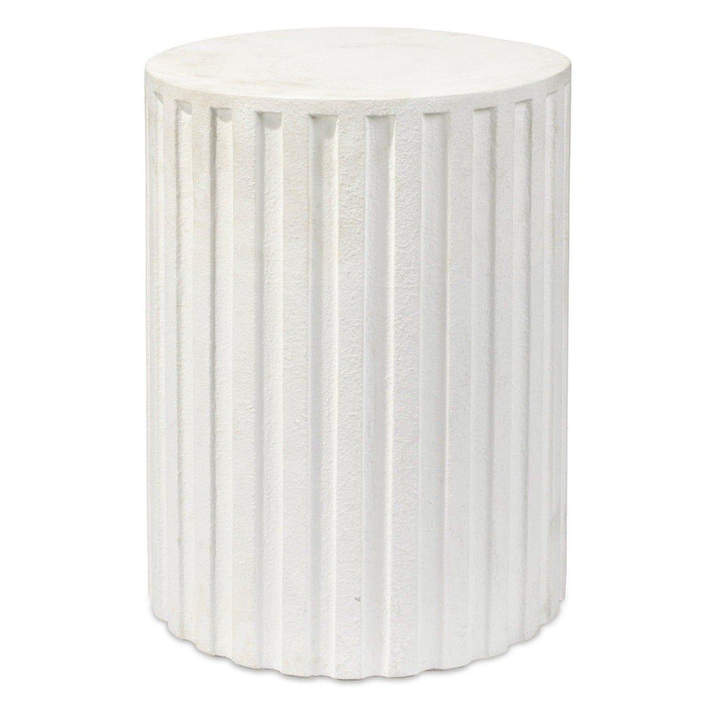 White Cement Fluted Column Mid Century Modern Side Table Side Tables Sideboards and Things By Jamie Young