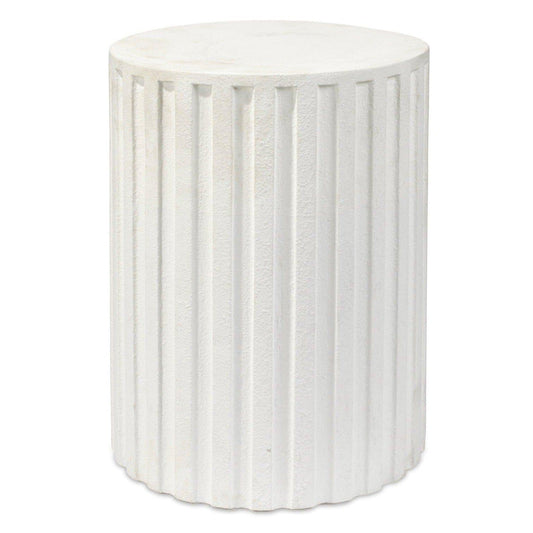 White Cement Fluted Column Mid Century Modern Side Table Side Tables Sideboards and Things By Jamie Young