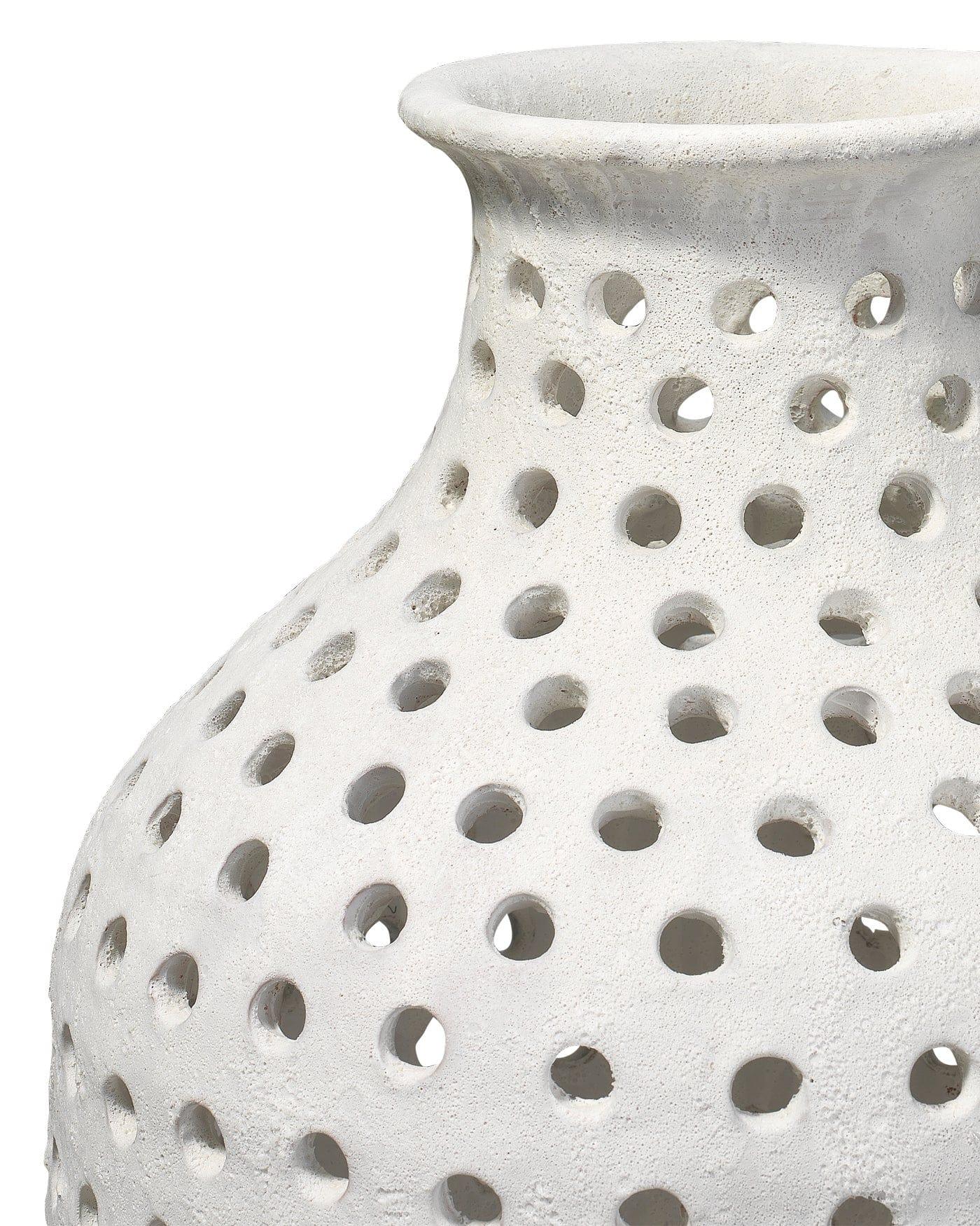 White Ceramic Porous Vase Vases & Jars Sideboards and Things By Jamie Young