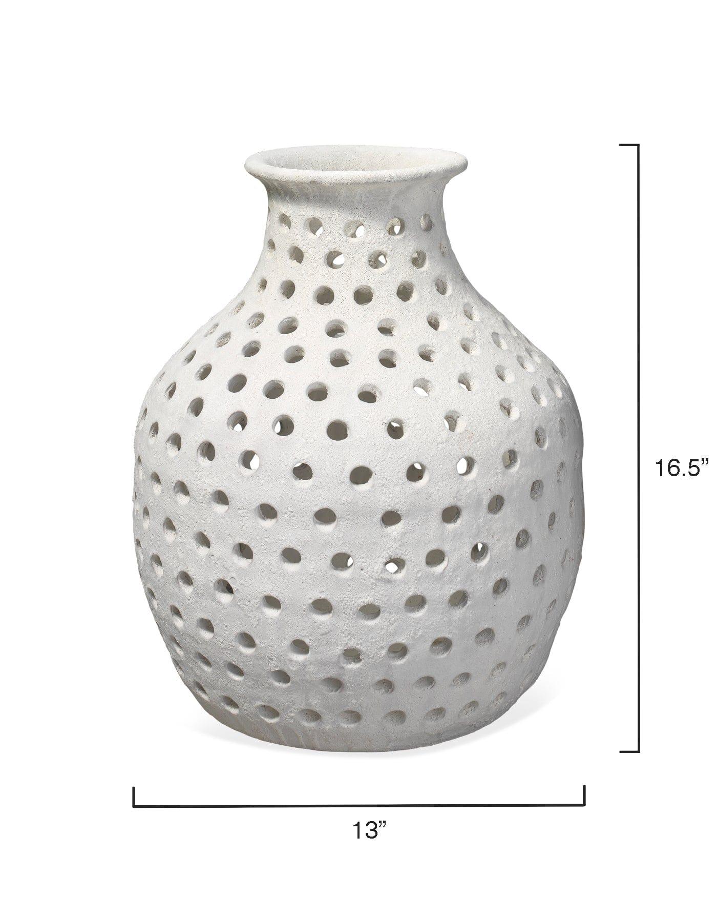 White Ceramic Porous Vase Vases & Jars Sideboards and Things By Jamie Young