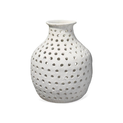 White Ceramic Porous Vase Vases & Jars Sideboards and Things By Jamie Young