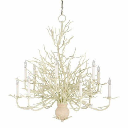 White Coral Natural Sand Seaward Large Chandelier Chandeliers Sideboards and Things By Currey & Co