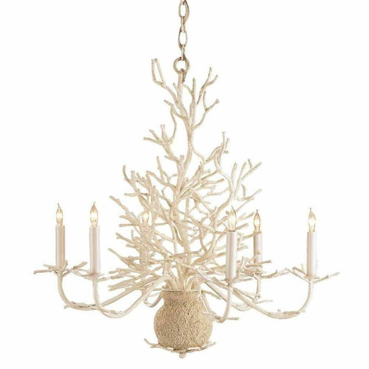 White Coral Natural Sand Seaward Small Chandelier Chandeliers Sideboards and Things By Currey & Co