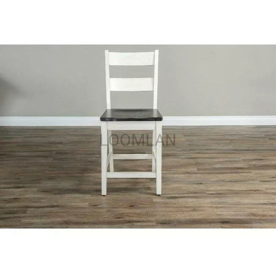 White Farmhouse Ladderback Barstool Wooden Seat Bar Stools Sideboards and Things By Sunny D