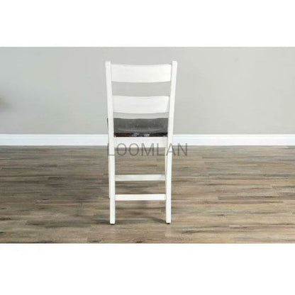 White Farmhouse Ladderback Barstool Wooden Seat Bar Stools Sideboards and Things By Sunny D