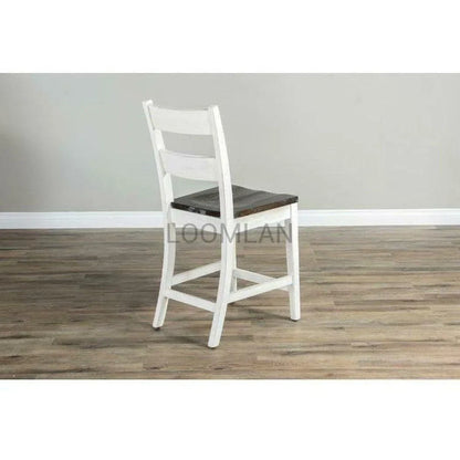 White Farmhouse Ladderback Barstool Wooden Seat Bar Stools Sideboards and Things By Sunny D