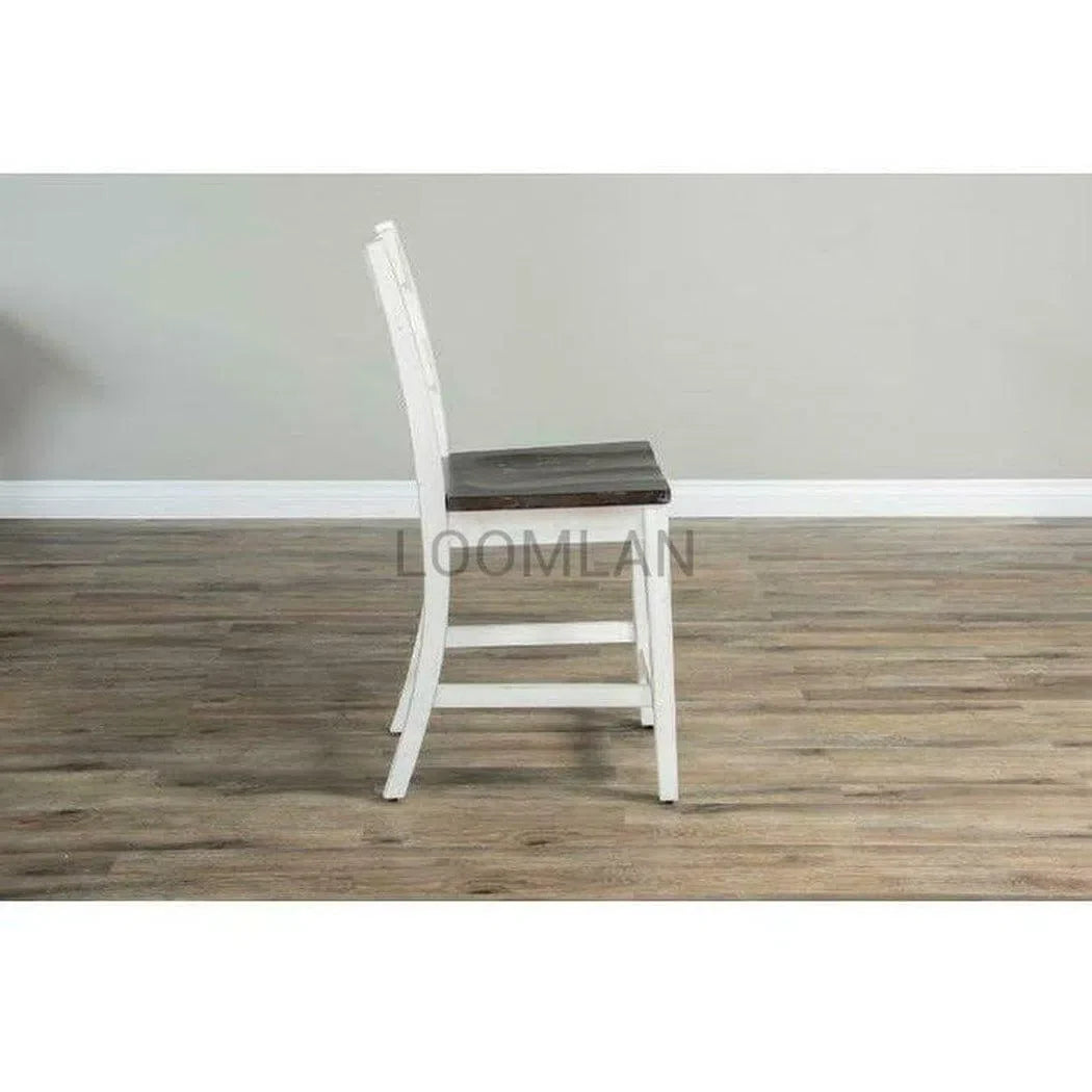 White Farmhouse Ladderback Barstool Wooden Seat Bar Stools Sideboards and Things By Sunny D