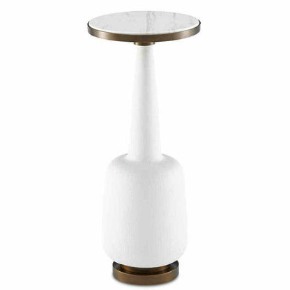 White Gesso Antique Brass Greta Drinks Table Side Tables Sideboards and Things By Currey & Co