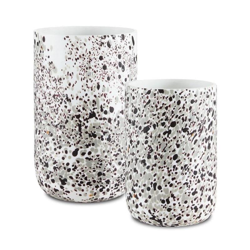 White Gray Pari White Confetti Vase Set of 2 Vases & Jars Sideboards and Things By Currey & Co