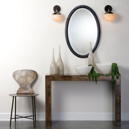 White Oil Rubbed Bronze Faux Alabaster Metro Wall Sconce Wall Sconces Sideboards and Things By Jamie Young