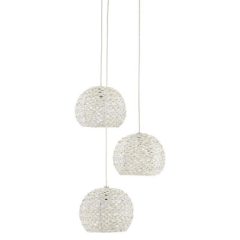 White Painted Silver Piero 3-Light Multi-Drop Pendant Pendants Sideboards and Things By Currey & Co