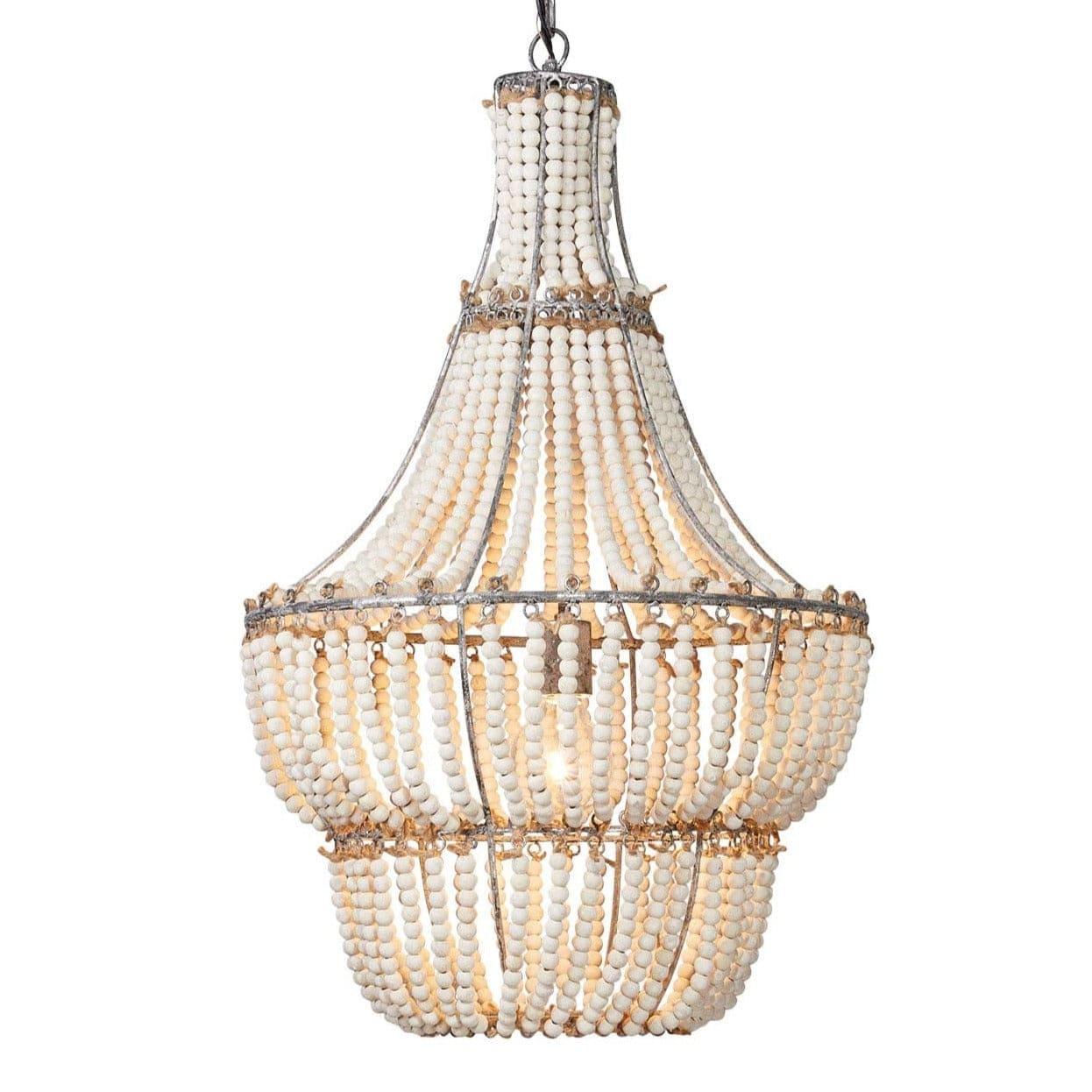 White Wood Beads Blanca Chandelier Chandeliers Sideboards and Things By Jamie Young