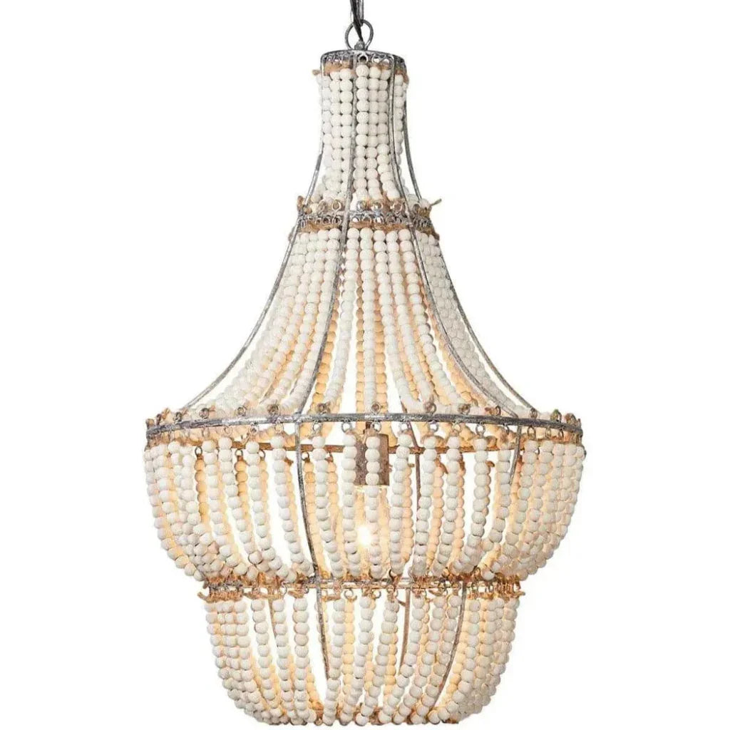 White Wood Beads Blanca Chandelier - LOOMLAN - Jamie Young - Chandeliers