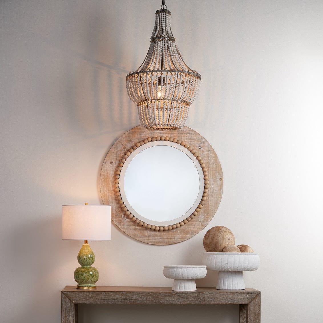 White Wood Beads Blanca Chandelier Chandeliers Sideboards and Things By Jamie Young