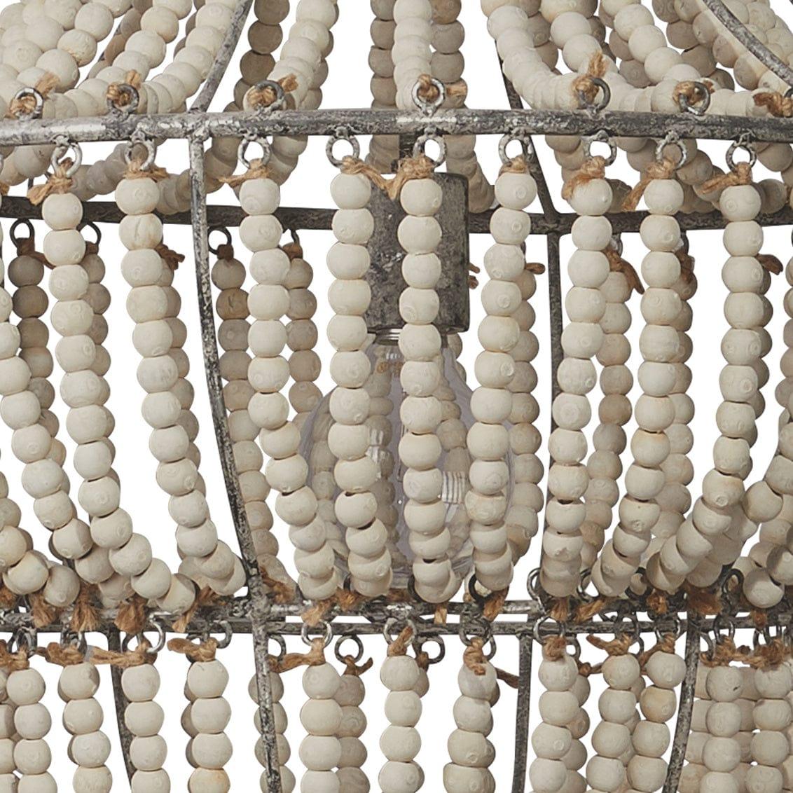 White Wood Beads Blanca Chandelier Chandeliers Sideboards and Things By Jamie Young