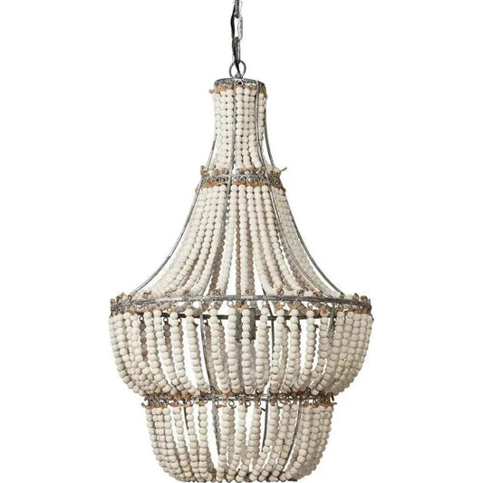 LOOMLAN White Wood Beads Blanca Chandelier