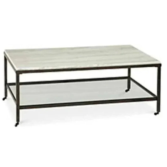 Whitman White Marble Topped Cocktail Table - LOOMLAN - Bassett Mirror - Coffee Tables