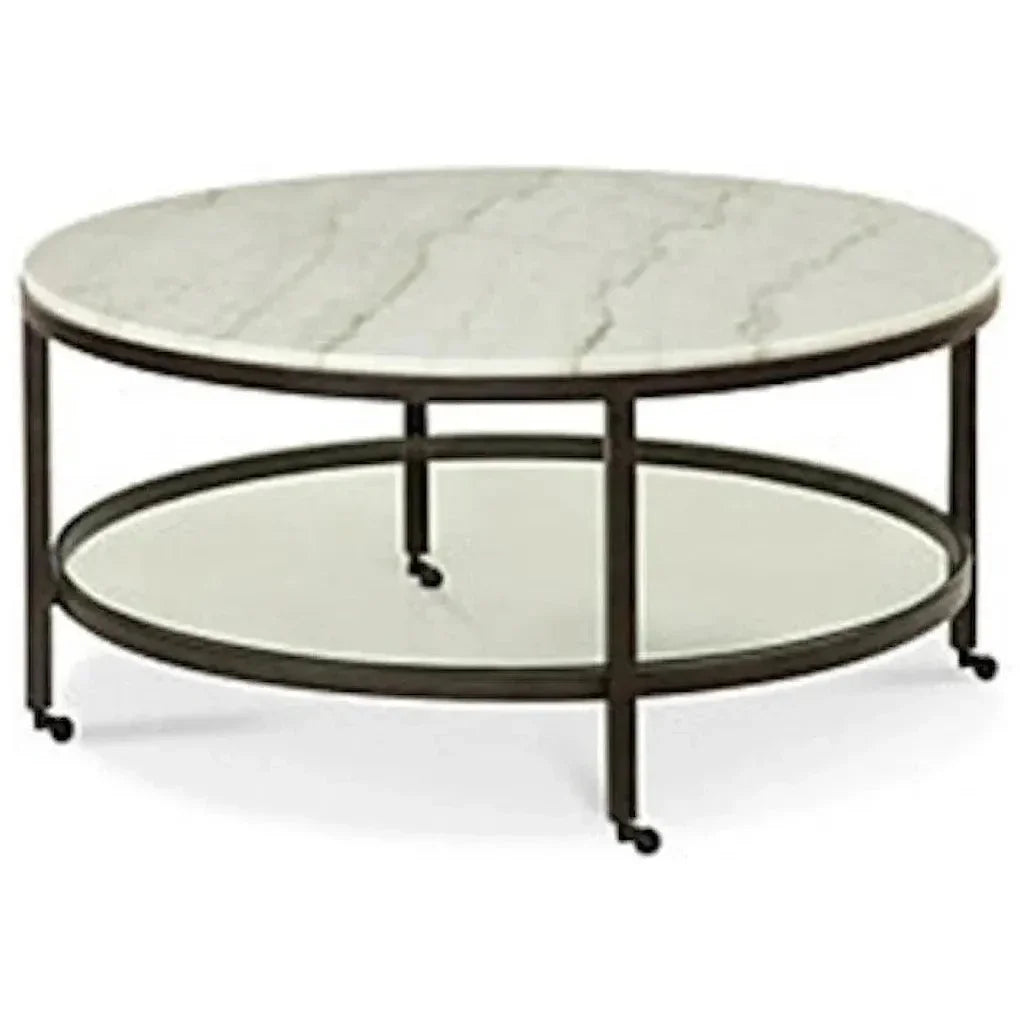 Whitman White Marble Topped Cocktail Table - LOOMLAN - Bassett Mirror - Coffee Tables