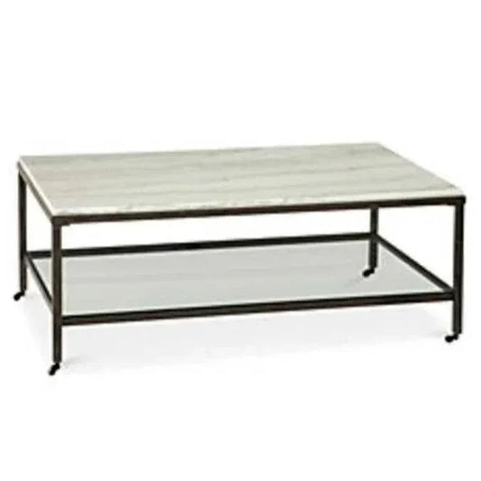 Bassett Mirror Whitman White Marble Topped Cocktail Table