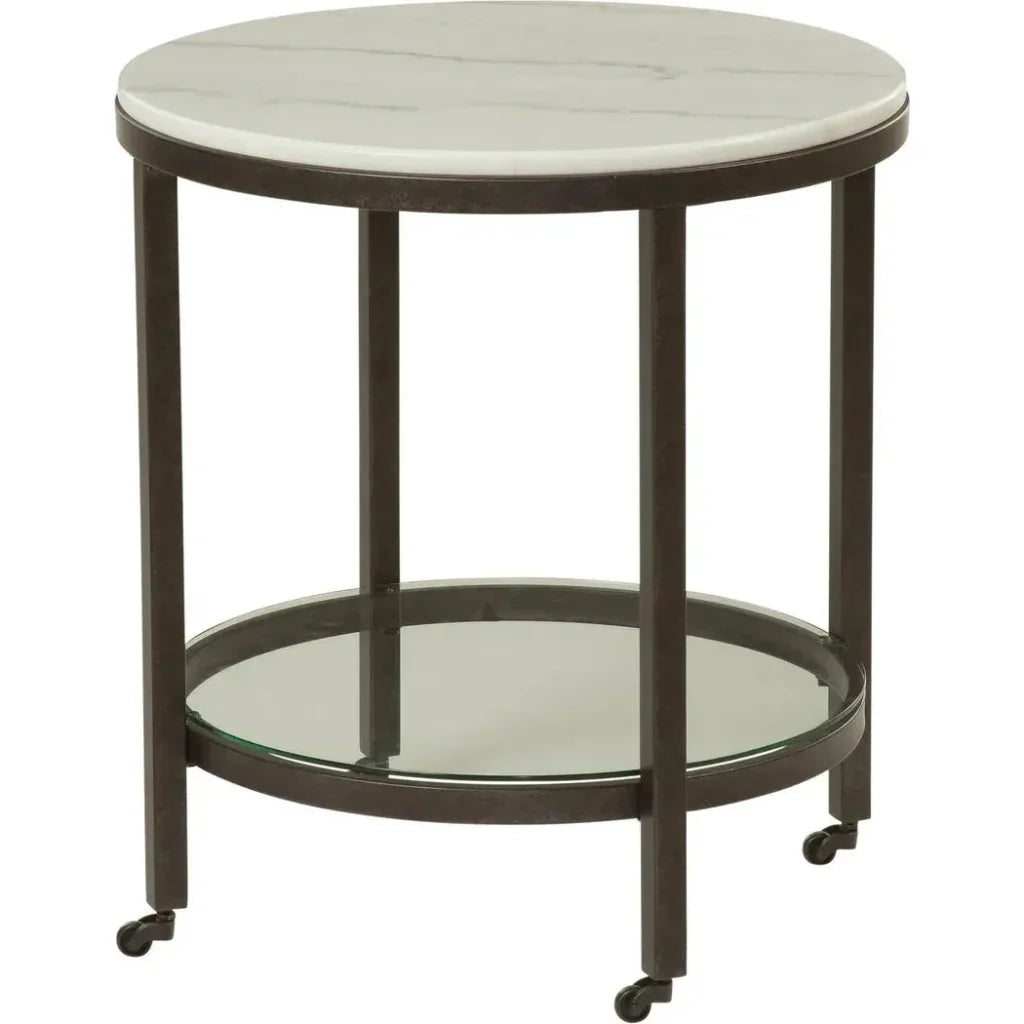 Whitman White Marble Topped End Table - LOOMLAN - Bassett Mirror - Side Tables