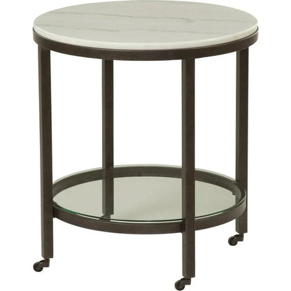 Bassett Mirror Whitman Marble Top Round End Table
