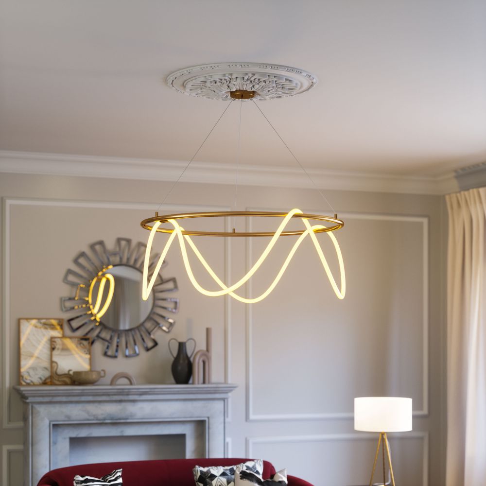 Zuo Modern Wiber Golden Steel Ceiling Lamp