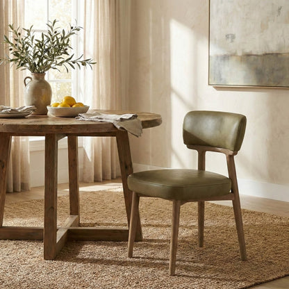 LH Home Willow Leather Armless Dining Chair (Set of 2)