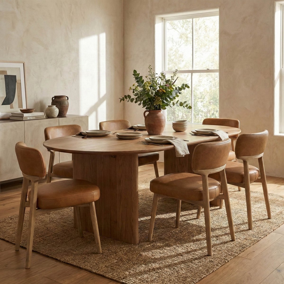 LH Home Willow Leather Armless Dining Chair (Set of 2)