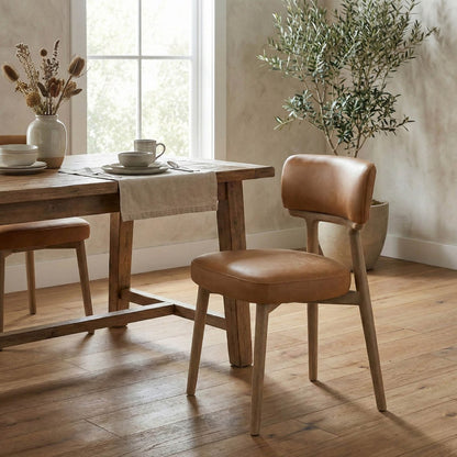 LH Home Willow Leather Armless Dining Chair (Set of 2)