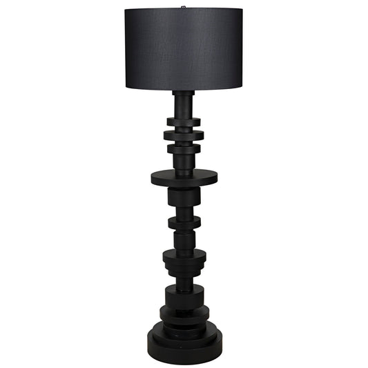 Wilton Black Steel Floor Lamp with Shade-Floor Lamps-Noir-Sideboards and Things