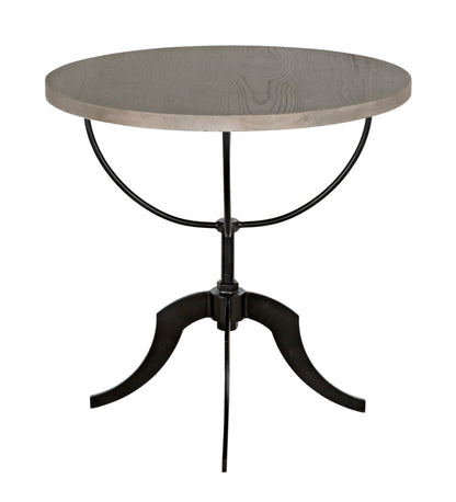 Wine Wood Round Side Table with Adjustable Base-Side Tables-Noir-Sideboards and Things