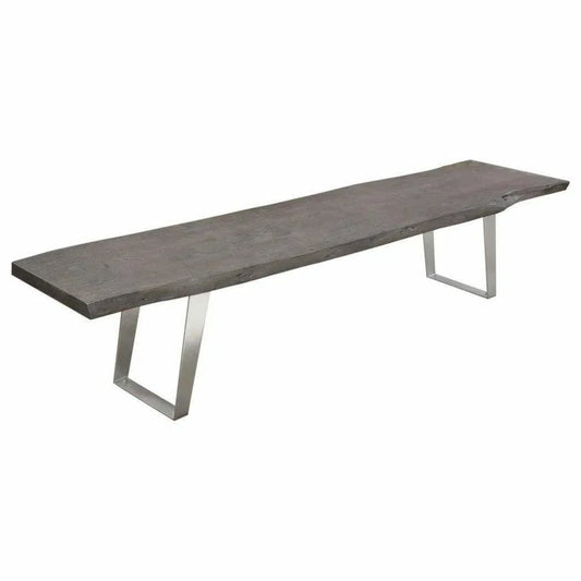 Wood Accent Bench in Espresso Silver Metal Inlay Dining Benches Sideboards and Things  By Diamond Sofa