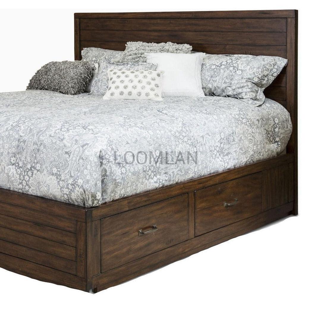 Wood Platform Eastern King Size Bed Frame With Drawers Beds Sideboards and Things By Sunny D