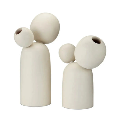 Wood Ensemble Ivory Sculptures Object (Set Of 2)