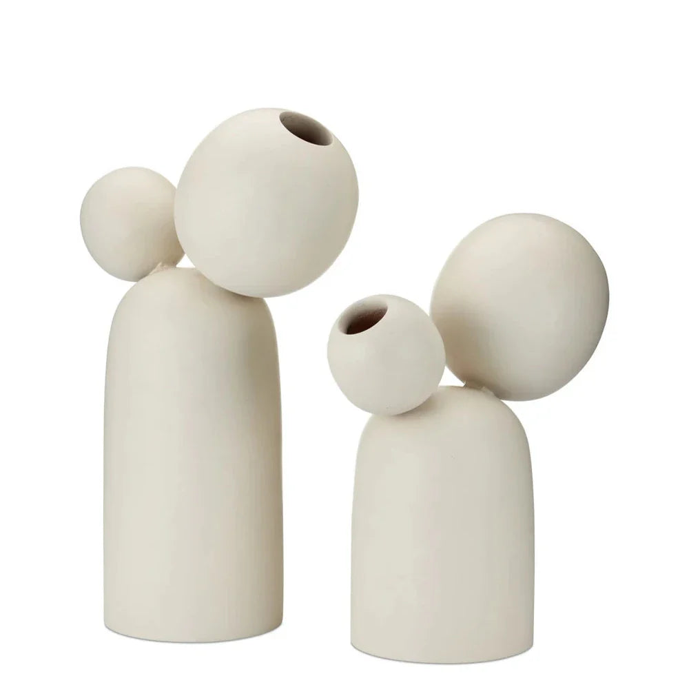 Wood Ensemble Ivory Sculptures Object (Set Of 2)