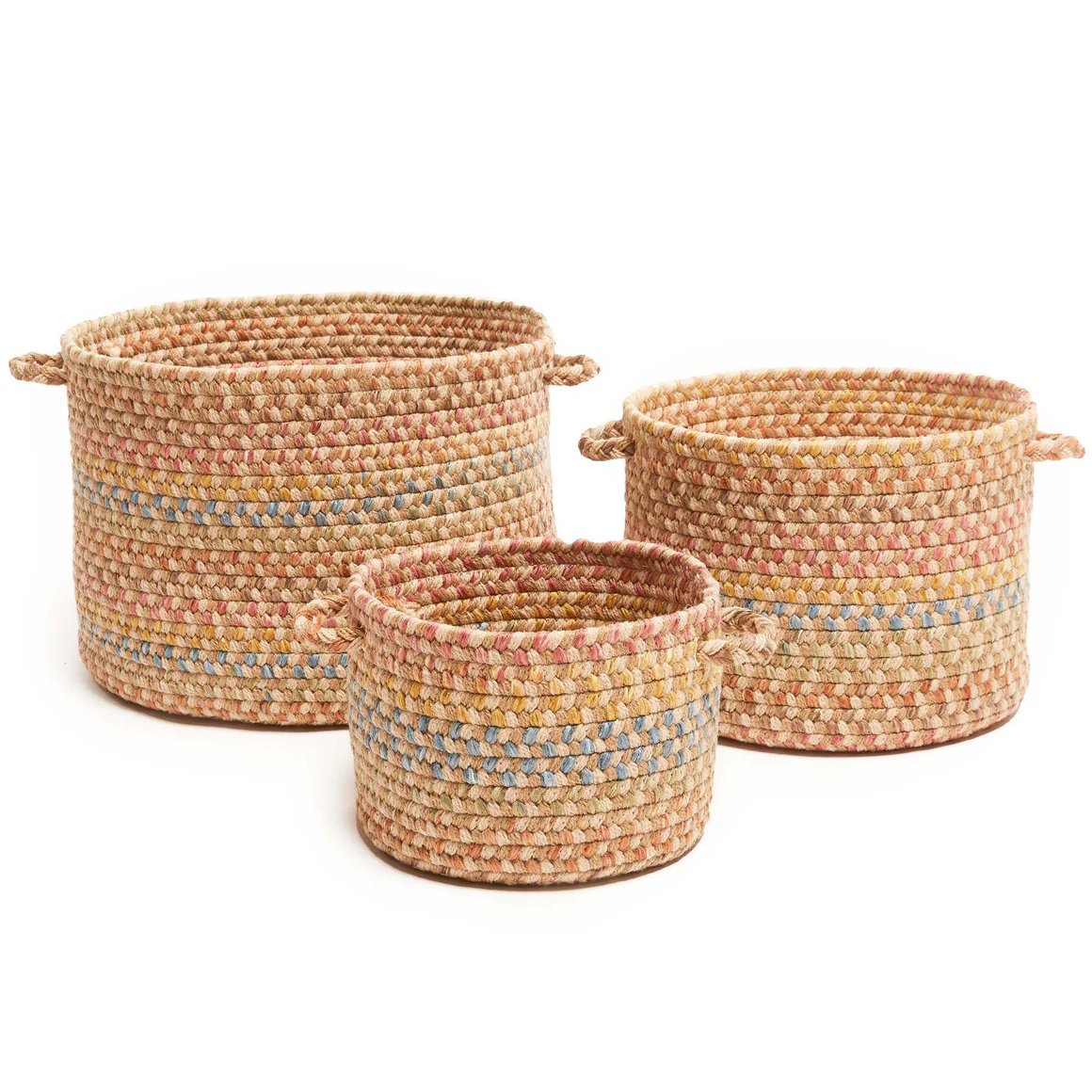 Rhody Rug Woodstock Braided Handmade Basket 3PC