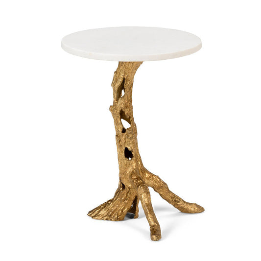 Woody Marble Top Round Side Table-Side Tables-Wildwood-LOOMLAN