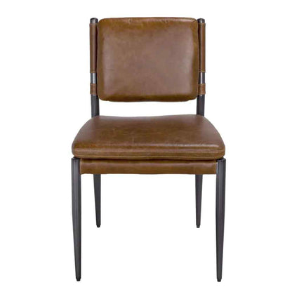 Noir Wooster Brown Leather Armless Dining Chair