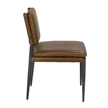 Noir Wooster Brown Leather Armless Dining Chair