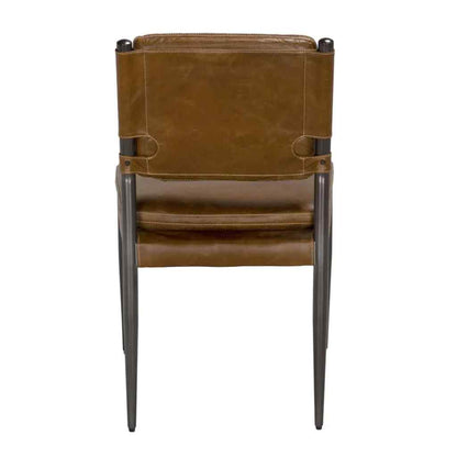 Noir Wooster Brown Leather Armless Dining Chair