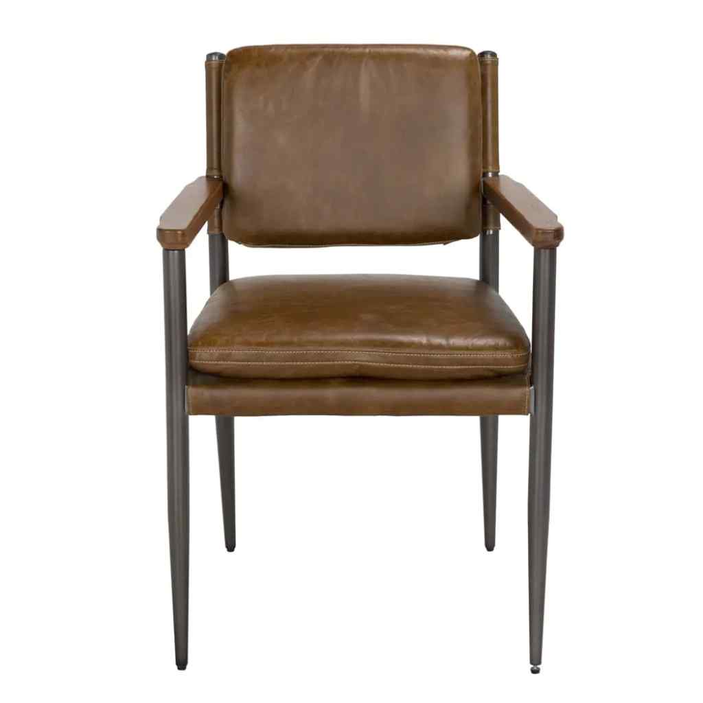 Noir Wooster Brown Leather Dining Chair