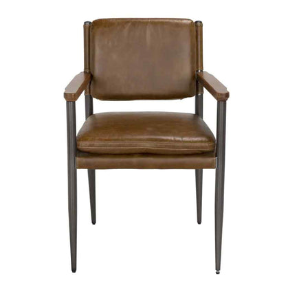 Noir Wooster Brown Leather Dining Chair