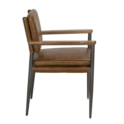 Noir Wooster Brown Leather Dining Chair