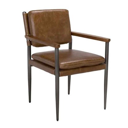 Noir Wooster Brown Leather Dining Chair